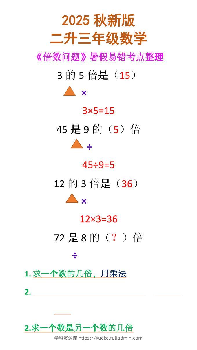 【2025秋新版】二升三年级数学《倍数问题》-三上数学-学科资源库