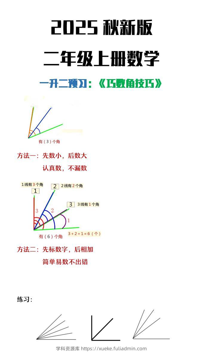 【2025秋新版】二年级上册数学巧数角的技巧-学科资源库
