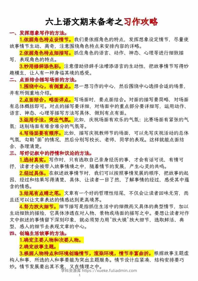 六上语文期末备考之习作攻略-学科资源库