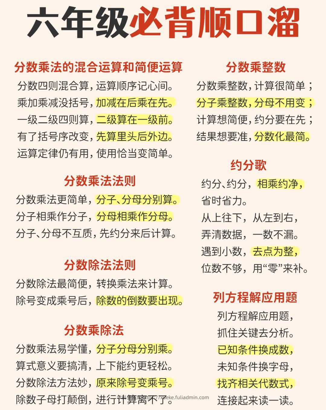 六年级下数学1-6年级必备顺口溜-学科资源库