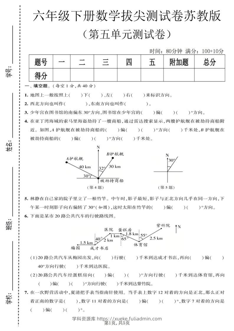 六年级下数学第五单元拔尖测试卷《苏教版》-学科资源库