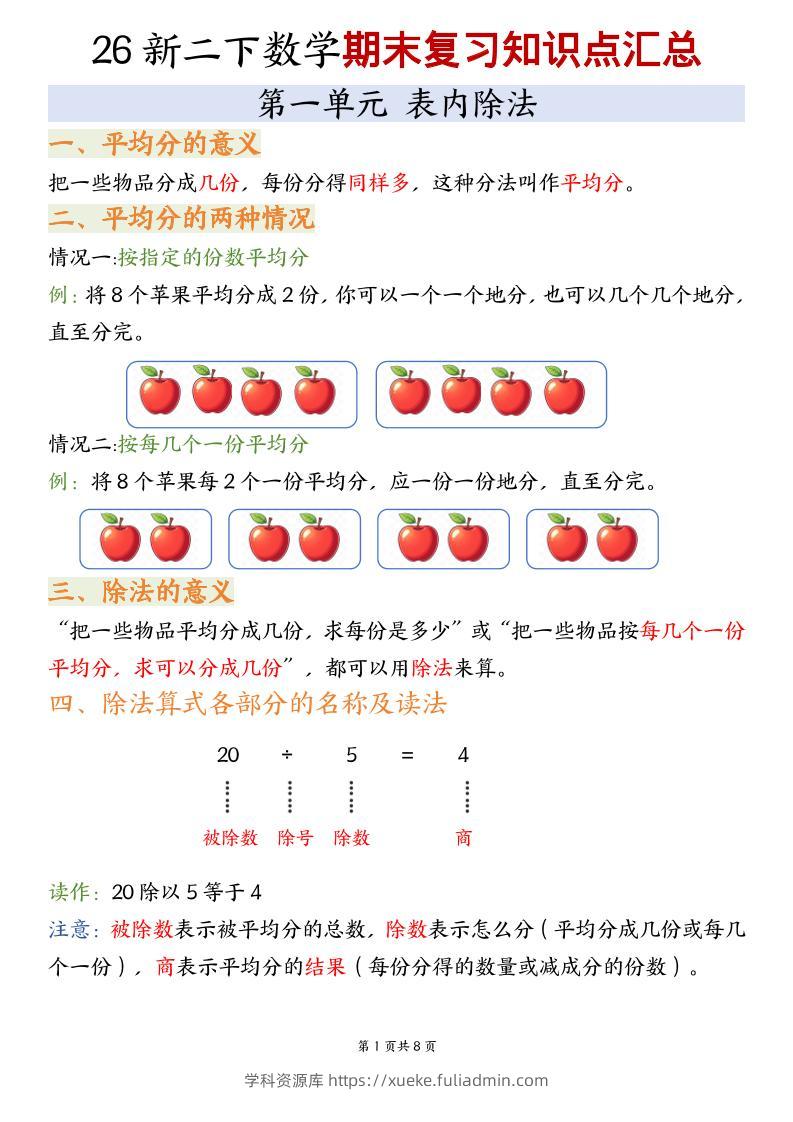 二年级下数学期末复习知识点汇总《沪教版》-学科资源库